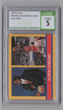Load image into Gallery viewer, 1990-91 Hoops Super Streaks Magig/Jordan CSG 5 Los Angeles Lakers/Chicago Bulls