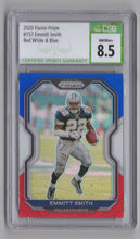 Load image into Gallery viewer, 2020 Panini Prizm Red White Blue Emmitt Smith FB CSG 8.5 Dallas Cowboys #157