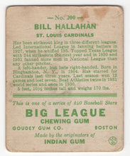 Load image into Gallery viewer, 1933 Goudey BITW Bill Hallahan RC St. Louis Cardinals #200