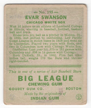 Load image into Gallery viewer, 1933 Goudey BITW Evar Swanson Chicago White Sox #195