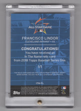 Load image into Gallery viewer, 2018 Topps In the Name Francisco Lindor Letter D 1/1 Cleveland Indians #ITN-FL