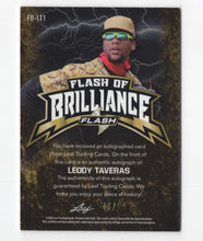 Load image into Gallery viewer, 2020 Leaf Flashof Brilliance Blue Leody Taveras RC Auto 46/50 Texas Rangers